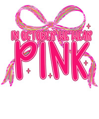 Obraz premium In october we wear pink awareness ribbon with raised fist for breast cancer support graphic illustration