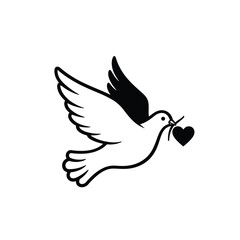 Dove carrying heart icon bird love