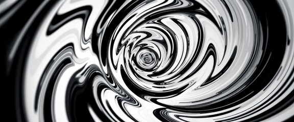 Abstract swirling vortex of black and white, creating a hypnotic visual effect,  shapes,  illusion