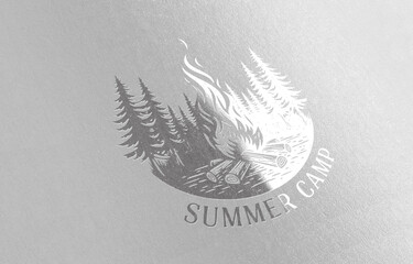 Summer camping 3d badge design