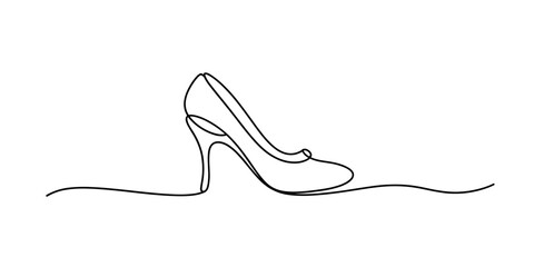 High Heel Shoe Continuous One Line Drawing Vector Illustration