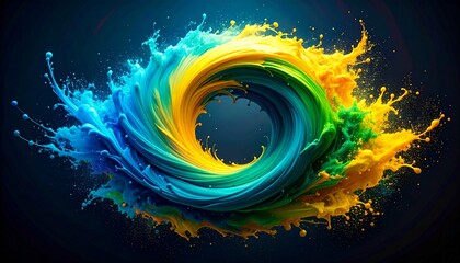 Colorful paint splashs on a black background movement depth layers motion backgrounds elements scene design style creative emotion expression cartoonish illustration composition figure