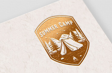 Summer camping 3d badge design