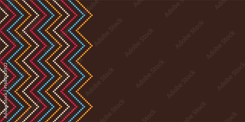 Wall mural abstract creative background, web banner with zig zag dotted color lines. abstract geometric composi