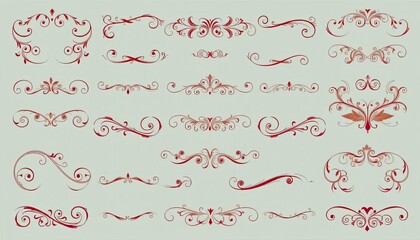 Collection of ornate vintage calligraphic swirls, flourishes, and ornaments ideal for design projects, patterns, decor