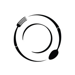 fork and spoon black icon concept. Plate, fork and spoon vector illustration, symbol, sign, fork spoon Icon, fork spoon Icon Eps10, fork spoon Icon Vector, fork spoon Icon Eps.
