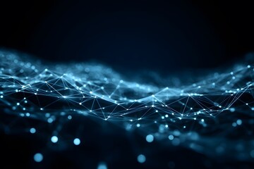 Abstract blue background with glowing light waves and digital lines, representing the concept of fast internet speed in data transfer technology.