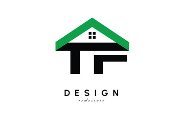 TF Letter Logo – Green Roof House Monogram for Real Estate & Home Branding © AnwarHosan