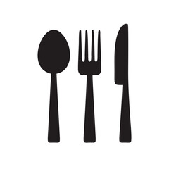 fork, spoon and knife black icon concept. Plate, fork, spoon and knife vector illustration, symbol, sign, fork, spoon knife Icon, fork, spoon knife Icon