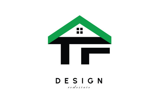 TF Letter Logo &ndash; Green Roof House Monogram for Real Estate & Home Branding