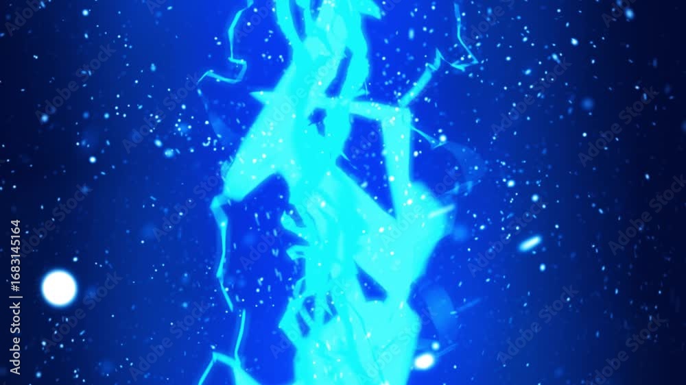 Wall mural abstract blue energy streams and particles floating in deep space