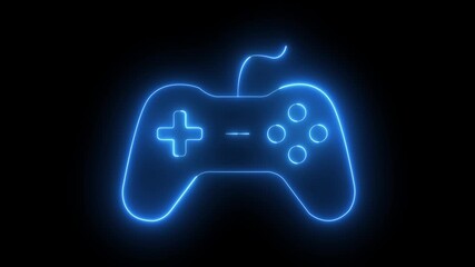 Animated video overlay icon with alpha channel showing wired game controller. Seamless looped animation for gaming visuals, entertainment content, digital media and interactive interfaces. Game - Powered by Adobe