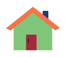 Simple flat house icon for real estate and home concepts.Colorful home vector illustration with a chimney, isolated on white.