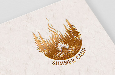 Summer camping 3d badge design