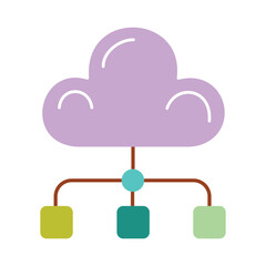 Modern flat design symbol for cloud services and technology.Colorful cloud computing vector icon for network and data storage.