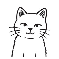 Cat Doodle Black and White Illustration Vector Image Cute Kitten Sketch Line Art Drawing Silhouette