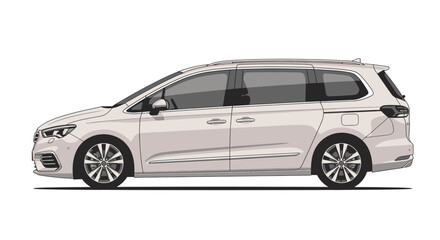 Fototapeta premium Contemporary white minivan illustration perfect for family transport
