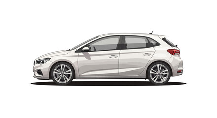 Elegant white hatchback illustration on a clean background, modern transportation