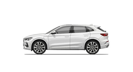 Obraz premium Elegant white electric crossover vehicle illustration on clear background