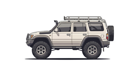 Elevated illustration of a custom off-road vehicle with a distinct design