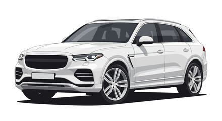 Elegant white suv illustration isolated, showcasing modern automotive design
