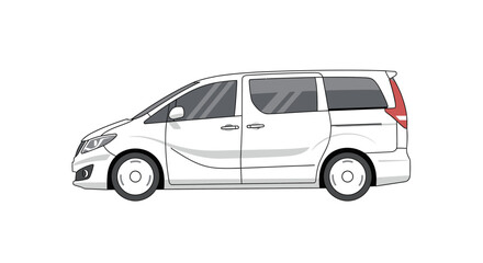 Side view of a generic white minivan illustration on a white background