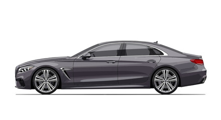 Obraz premium Sleek Grey Sedan Isolated Against White Backdrop Depicting Automotive Design