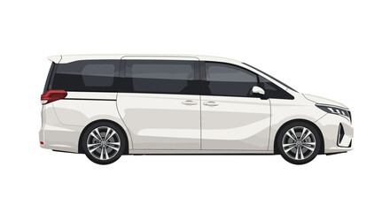 Sleek white minivan vector illustration for transportation design