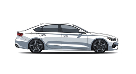 Sleek white sedan, a modern automotive illustration showcasing design
