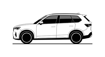 Fototapeta premium Stylized black and white illustration of a modern crossover utility vehicle