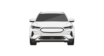 Fototapeta premium Stylized front view illustration of a white electric suv vehicle
