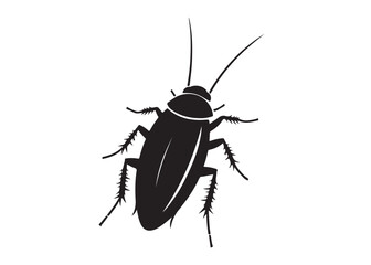 cockroach logo silhouette vector, cockroach silhouette vector illustration, roach silhouette vector logo, silhouette of cockroach insect, cockroach insect logo silhouette vector on white background.