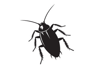 cockroach logo silhouette vector, cockroach silhouette vector illustration, roach silhouette vector logo, silhouette of cockroach insect, cockroach insect logo silhouette vector on white background.