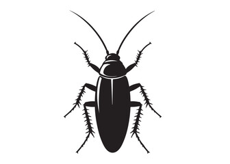 cockroach logo silhouette vector, cockroach silhouette vector illustration, roach silhouette vector logo, silhouette of cockroach insect, cockroach insect logo silhouette vector on white background.