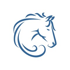 Blue Horse Silhouette A graceful emblem, perfect for branding and logos. Evokes elegance and freedom