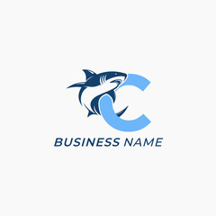 logo design creative letter C and shark