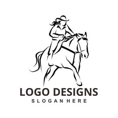 Galloping Horse and Rider Silhouette Logo Equestrian Style and Dynamic Design