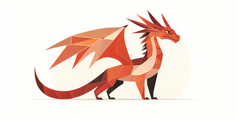 Fototapeta premium Colorful dragon made with geometric shapes showcasing creativity and design skills in a modern art style