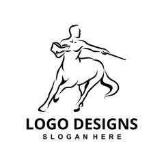 Vector illustration of a powerful centaur holding a book and wand, a mythological symbol of wisdom and guidance