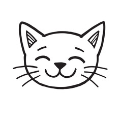 Cat Doodle Black and White Illustration Vector Image Cute Kitten Sketch Line Art Drawing Silhouette