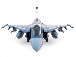 A gray military jet fighter, angled slightly, is displayed against a plain white background.