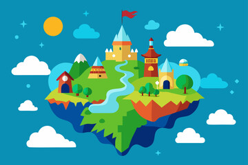 a whimsical fantasy map of an imaginary world  