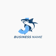 design logo creative letter J and shark