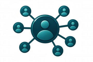 Network connecting people together, symbolizing teamwork, social media, and communication, on a transparent background