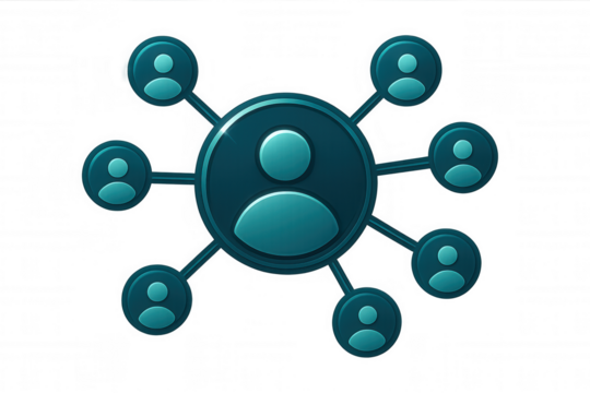 Network connecting people together, symbolizing teamwork, social media, and communication, on a transparent background