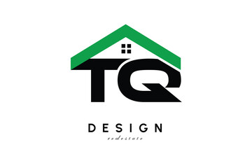 TQ Letter Logo – Green Roof House Monogram for Real Estate & Home Branding
