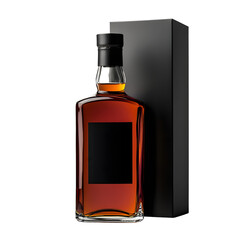 Elegant Whiskey Bottle Black Box Packaging Isolated Image for Professional Designs