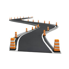 3D Rendered Isolated Winding Road with Barriers, Transportation Concept