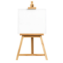 Professional Wooden Easel with Canvas on White Background