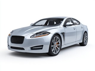 A sleek, modern, silver-toned sedan is presented against a plain white backdrop, showcasing its stylish design and sophisticated features.